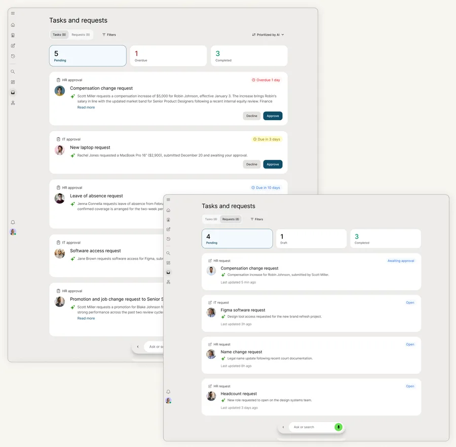 Employee Slate — shipped V3 Tasks and Requests card view