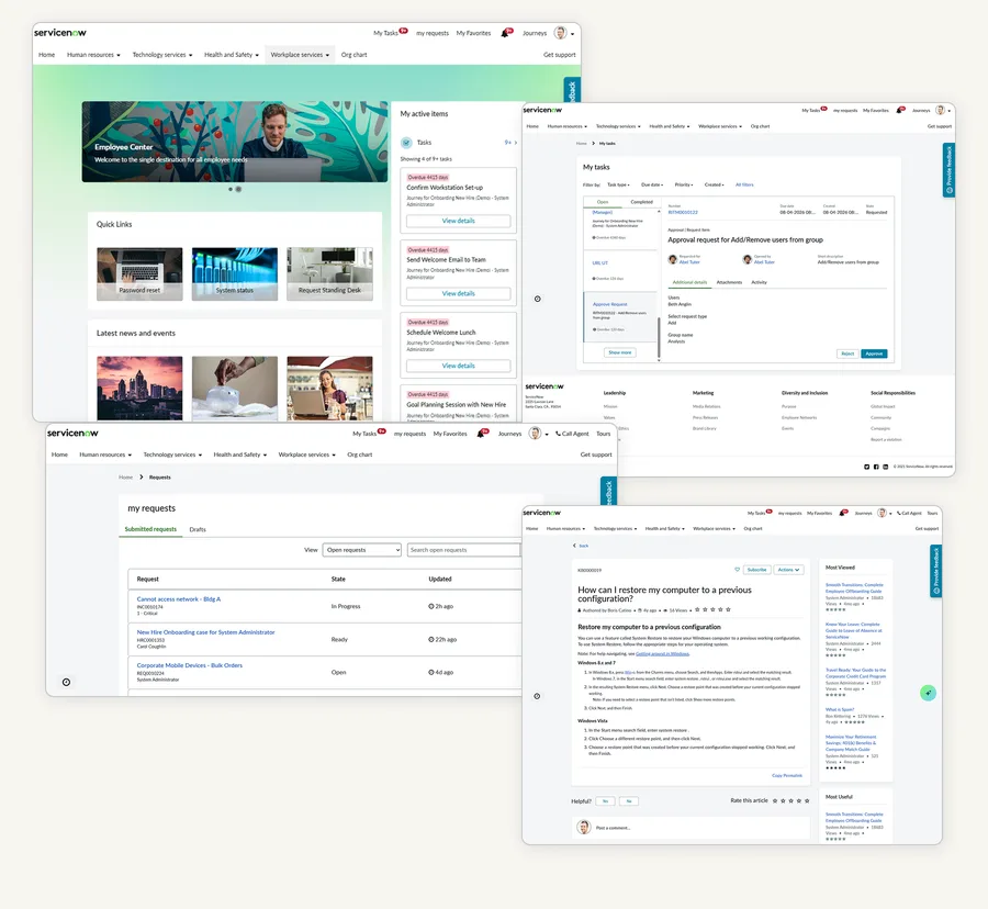 Employee Center Pro portal / navigation view